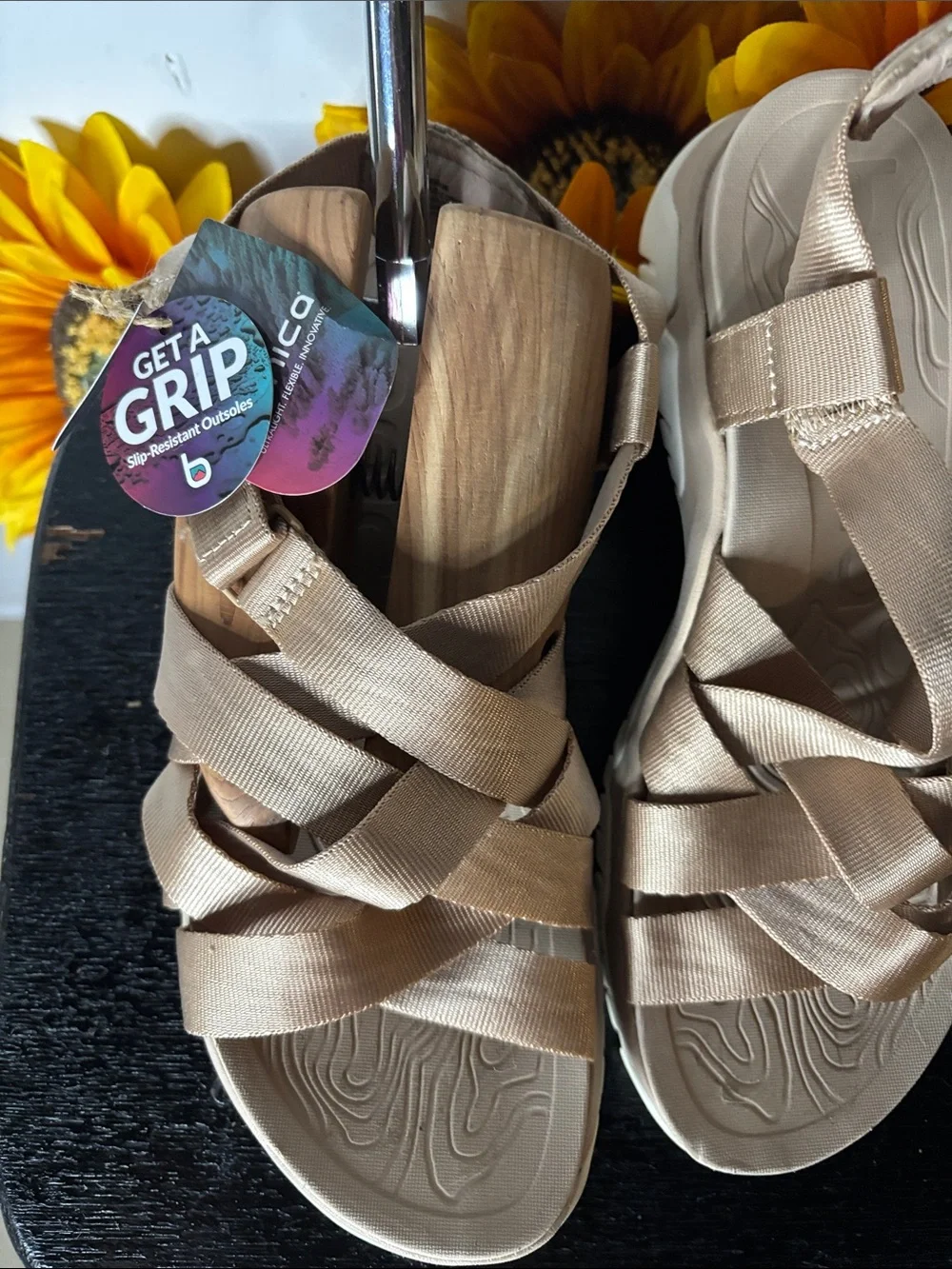Bionica Beige Satin Strappy Sport Sandals